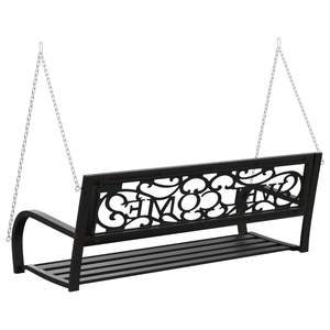 Banco Columpio de Jardín de Acero Negro con Soporte Colgante Mediano de Plástico para Uso en Patio - Product Image 6