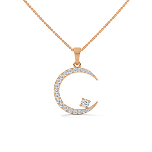Collar con Colgante de Luna en Oro Rosa, Cadena de Clavícula con Circonita, Joyería Elegante y Minimalista para Mujer, Regalo para Fiesta - Product Image 1