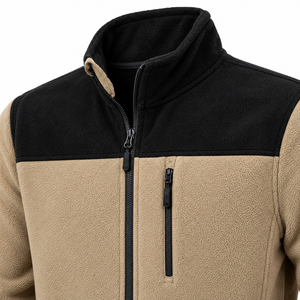 Veste polaire pour homme, bleu ciel, à blocs de couleur, col montant, épaisse, chaude, sportive, pour l'hiver - Product Image 6