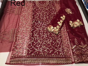 Vente chaude traditionnel indien motif doux Net broderie travail costume longue robe avec Designer Dupatta pour les femmes robe de soirée - Product Image 3