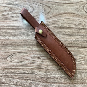 Étui à couteau en cuir marron avec fermeture à bouton, étui de rangement pour outils d'extérieur, design fait main avec passant de ceinture - Product Image 2