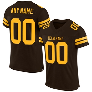 Wholesale Direct OMMIZ INDUSTRY Custom Brown <b>Gold</b> Mesh Authentic Football Jersey - Product Image 1