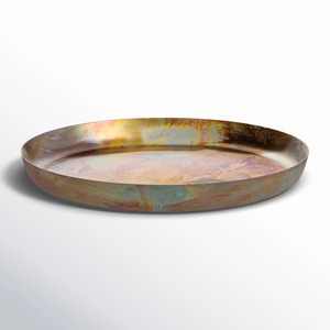 Oval Metal Storage Tray Polished Iridescent Finish Modern Design Single Compartment For Table Use - Product Image 6