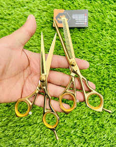 Professional Gold Hair Cutting Scissors Set Thinning <b>Shears</b> Stainless Steel Sharp Blade Right Handed Salon <b>Tools</b> - Product Image 6