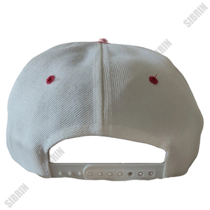 SIBRIN Unisex 6-Panel Baseball Cap White Red Contrast Color Fitted Color Twill Fabric Casual Baseball <b>Hat</b> <b>Flat</b> Brim Strapback - Product Image 6