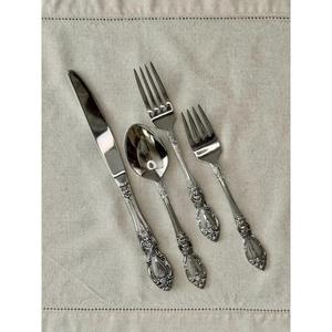 Traditional Style 4 Pcs Stainless Steel Cutlery Set Engrave Design Lightweight Dishwasher Safe Metal <b>Flatware</b> Sets Wholesale - Product Image 3