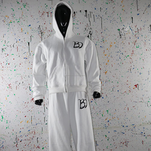 Survêtement streetwear coupe-vent blanc 500 GSM, imprimé numérique, délavé à l'acide, à pois, 100% coton, sur mesure, Clush Industries - Product Image 2