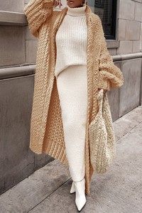 Cardigan en tricot boutonné pour femme, élégant, chaud, décontracté, à manches longues, coupe ample, confortable, vêtement d'hiver tendance - Product Image 5