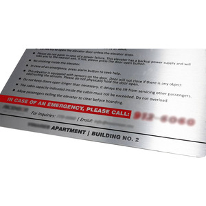 Plaque métallique en aluminium durable et imperméable – Panneau d'avis adhésif pour ascenseur, pour usage commercial et en bâtiment - Product Image 2