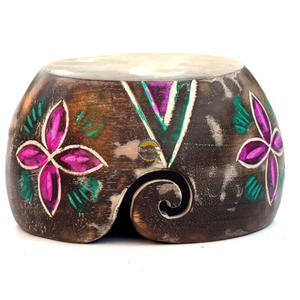 Cuenco de Hilo de Madera Estilo Antiguo, de Teca Pulida Jali, con Decoración Tallada Ovalada, Soporte para Regalos, Hogar, Cocina, Animal, de AYAANS - Product Image 3