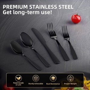 Matte Black Minimalist Metal Flatware Set Dishwasher Safe for Catering - Product Image 6