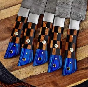 ชุดมีดเชฟเหล็กดามัสกัส 5 ชิ้น คุณภาพสูงจาก Steel Craft International ด้ามจับแบบกำหนดเอง ขอบหยัก ใช้ได้ทั้งมือซ้ายและขวา - Product Image 3