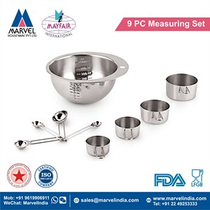 Juego de Medidores de Acero Inoxidable con Tazón, Cucharas y Tazas, Apto para Lavavajillas, 9 Piezas, Utensilios de Cocina - Product Image 2