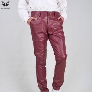 Premium Quality Comfortable Fit Stretchable Stylish Streetwear Style Customized Logo Printed Zippered Slim Fit Faux Leather Pant - Product Image 3