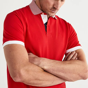 Polo de Manga Corta para Hombre, Color Rojo Sólido, Estilo Casual, Tejido Piqué, con Cuello - Product Image 6