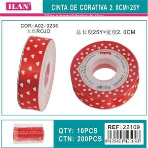 Nastro decorativo in raso Ilan Red Heart Ribbon da 2 cm, 25 iarde, per confezioni regalo e progetti fai da te - Product Image 3