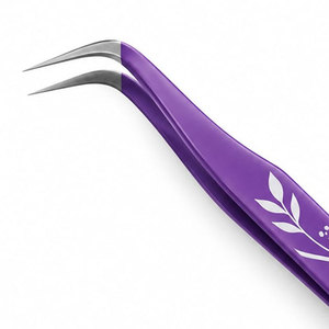 Pince à épiler de précision en acier inoxydable, motif floral violet, pointe lisse - Product Image 4