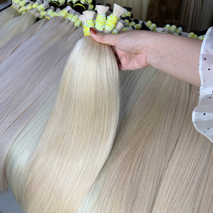 ผมต่อ RUSA แท้จากเวียดนาม สีบลอนด์อ่อนฟอกสี ปลายผมหนาเต็มเส้น น้ำหนัก 100 กรัม คุณภาพแบบ Super Double Drawn - Product Image 1