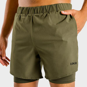 Pantalones Cortos Deportivos de Doble Capa para Hombre, de Malla Transpirable, de Secado Rápido, Ecológicos, con Patrón Bordado, Casuales, de Alta Calidad, al por Mayor - Product Image 2