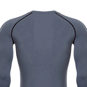 Chemise de sport pour homme à manches longues, respirante, anti-UV, avec logo personnalisé, grise, en polyester à séchage rapide - Product Image 6