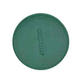 British Style Plain-colored Printed Coffee Pattern Cappuccino <b>Black</b> Coffee-textured Round Leather <b>Coasters</b> - Product Image 4