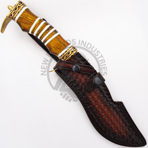 Nueva Edición Cuchillo de Hoja Fija de Acero de Damasco para Caza al Aire Libre con Mango de Hueso y Madera, el Mejor Cuchillo de Camping con Filo Afilado para Coleccionistas - Product Image 6