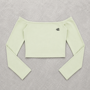 Haut court tricoté à épaules dénudées pour femme, manches longues, couleur unie, chemisier décontracté de haute qualité pour le printemps et l'été - Product Image 3