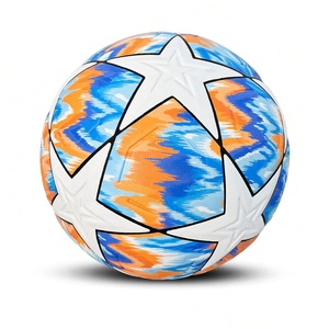 Ballon de football Soccer Max SB-001 de qualité supérieure, taille 5, ballon d'entraînement durable, 430 g, avec motif bleu, orange et blanc, emballage standard - Product Image 2