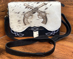 Sac à main en cuir suédé marron Boot Stitch Western Crossbody Handbag Véritable cheveux sur la peau sac à main en cuir femmes Laser Print Suede Bag - Product Image 2