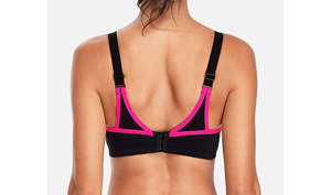 Sujetador deportivo de alto impacto para mujer con soporte acolchado, malla transpirable, secado rápido y logo frontal, top de fitness - Product Image 3