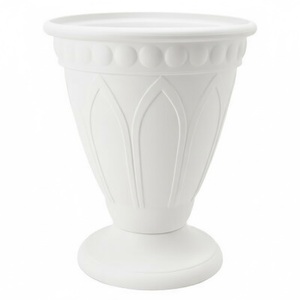 Pot de fleurs classique en résine blanche avec motif circulaire, jardinière d'extérieur pour fleurs ou plantes vertes - Product Image 1