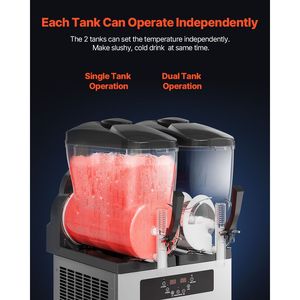 Macchina Professionale per Granita in Acciaio Inox, 2 Serbatoi da 12L, 96 Bicchieri, per Bevande Congelate - Product Image 5