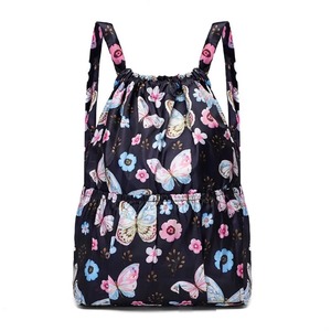 Sac à dos tendance en nylon avec cadre externe et cordon de serrage, imprimé floral, imperméable, 30-40L, léger et portable - Product Image 2