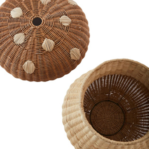Aesthetic Woven Toy Storage Handmade Rattan Kid Mushroom Basket with Lid - Baby <b>Keepsake</b> <b>Box</b> - Product Image 3