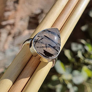 Unisex 925 Sterling Silver Statement Ring Handmade Pear Black Rutilated Quartz <b>Diamond</b> Gold Plated <b>Wedding</b> Gift Wholesale Supply - Product Image 4