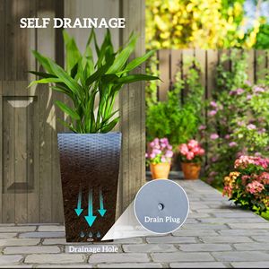 Juego de 3 Macetas Cónicas Gris Claro de 24 Pulgadas de Alto, Macetas para Exteriores con Orificios de Drenaje, Decoración de Ratán, Soportes para Plantas - Product Image 5