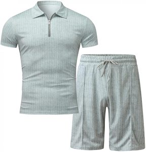 Conjunto de Camiseta y Pantalones Cortos de Color Sólido para Hombre, Última Moda de Invierno, Secado Rápido, Poliéster/Algodón - Product Image 4