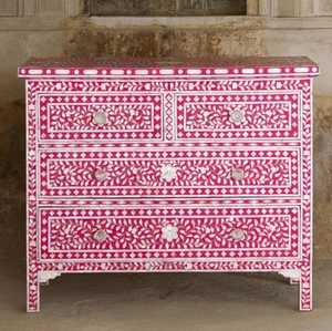 Commode à tiroirs en résine avec incrustations de os, fabriquée à la main, prix de gros, rangement élégant pour la décoration intérieure du salon, style bohème, armoire - Product Image 6