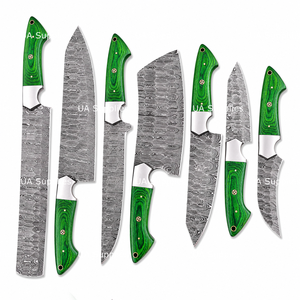 7PCS Handmade Damascus Kitchen <b>Knife</b> Set Professional Chef <b>Knives</b> Wooden Handles Razor Sharp Blades Lightweight Durable - Product Image 2