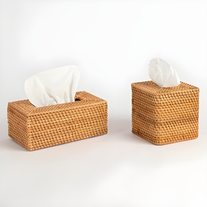 Boîte à mouchoirs en rotin écologique, tressée à la main, pour serviettes en papier - Product Image 4