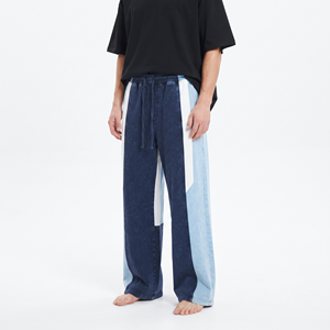 Trendy Men's Acid Wash <b>Oversized</b> <b>Jogger</b> Pants Color Block Cotton Loose Fit Streetwear Sweatpants Casual Trousers - Product Image 1