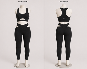 Custom Women Yoga Set Cutout High Waist Leggings Sports Bra Gym Fitness Workout Activewear OEM Wholesale - Product Image 2