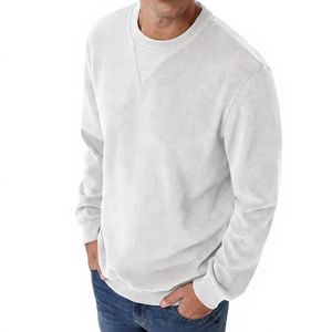 Sweat-shirt à col rond pour homme, couleur unie, coupe classique, vêtements décontractés d'automne, 100% coton, manches longues - Product Image 4
