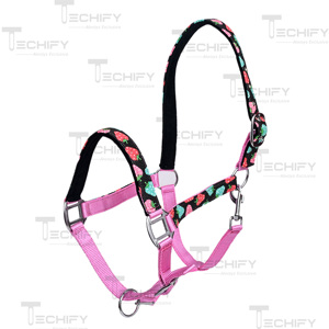 Printed Nylon Horse <b>Halter</b> with Soft Padding Adjustable Buckles Durable Metal Hardware Equestrian Headcollar - Product Image 1
