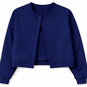 Cardigan court en tricot vert menthe pour femme, manches longues, col rond, boutons sur le devant, couleur unie, pull décontracté pour toutes les saisons - Product Image 6