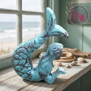 Tirador de Mueble de Hierro Fundido con Diseño de Sirena y Cuentas, Estilo Costero, Azul Envejecido, Forma Novedosa, para Uso en Hogar y Oficina - Product Image 3