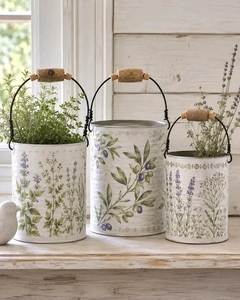 Arrosoir en métal galvanisé rustique moderne avec motif floral pour jardin - Product Image 5