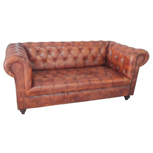 Designer Traditional 2 Seater Chesterfield <b>Sofa</b> Genuine Leather Luxury Upholstery <b>Wooden</b> <b>Frame</b> Compact Living Room Villa Gym - Product Image 5