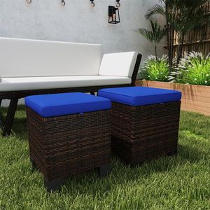 2 Pezzi di Pouf in Vimini per Arredamento da Esterno - Product Image 1