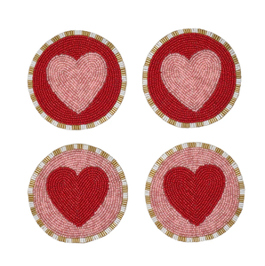 Beaded Coaster Multicolor <b>Seed</b> Beads Coaster Round Heart Design <b>Mats</b> for Home Decor Best Price - Product Image 1